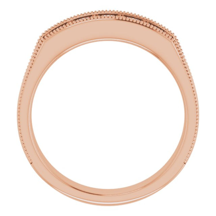 14K Rose 5/8 CTW Natural Diamond Milgrain Band