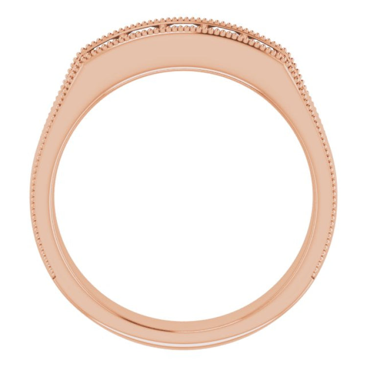 14K Rose 5/8 CTW Natural Diamond Milgrain Band