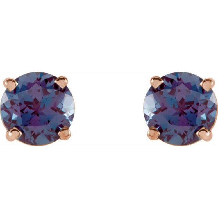 14K Rose 5 mm Lab-Grown Alexandrite Stud Earrings