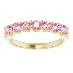 14K Yellow Natural Pink Sapphire Anniversary Band