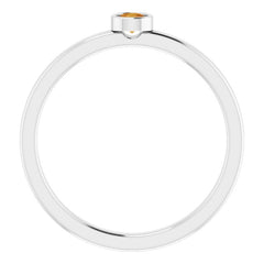 14K White 3 mm Natural Citrine Ring