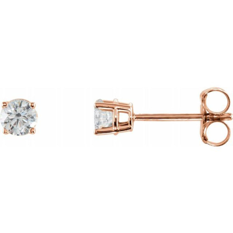 Sterling Silver 3.5 mm Imitation White Cubic Zirconia Stud Earrings