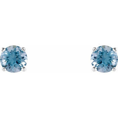 14K White 5 mm Natural Aquamarine Stud Earrings
