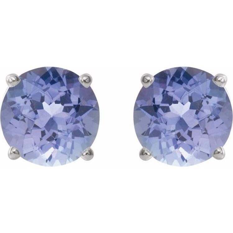 14K White Gold 5 mm Natural Tanzanite Earrings