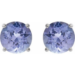 14K White Gold 5 mm Natural Tanzanite Earrings