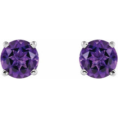 14K White 5 mm Natural Amethyst Stud Earrings