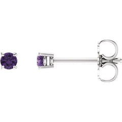 14K White 2.5 mm Natural Amethyst Stud Earrings