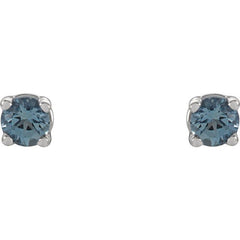 14K White 2.5 mm Natural Aquamarine Stud Earrings