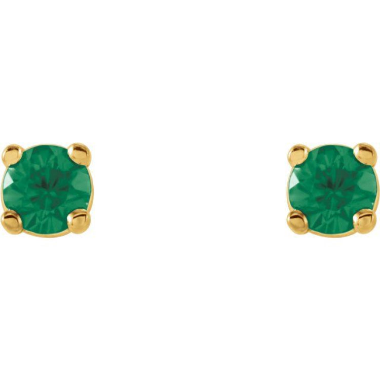 14K Yellow 2.5 mm Natural Emerald Stud Earrings