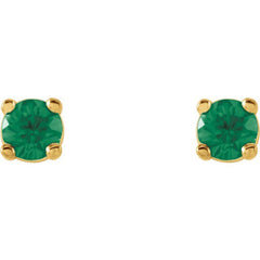 14K Yellow 2.5 mm Natural Emerald Stud Earrings