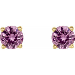 14K Yellow 2.5 mm Natural Pink Sapphire Stud Earrings