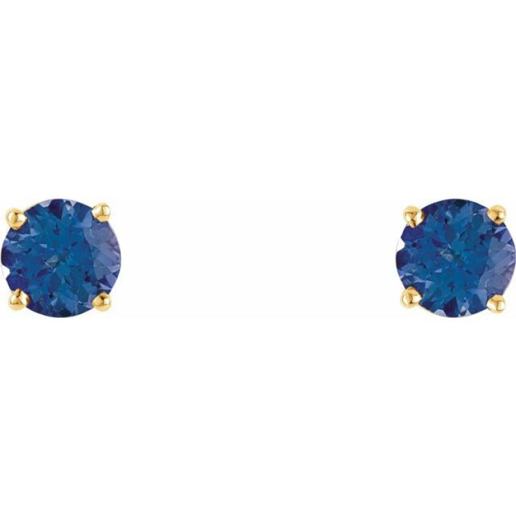 14K Yellow 5 mm Natural Tanzanite Stud Earrings
