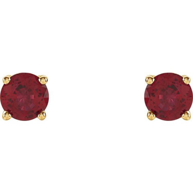 14K Yellow 4 mm Natural Ruby Stud Earrings