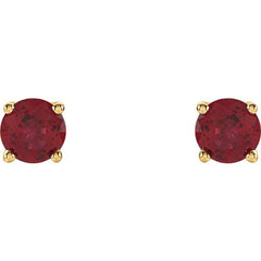 14K Yellow 4 mm Natural Ruby Stud Earrings