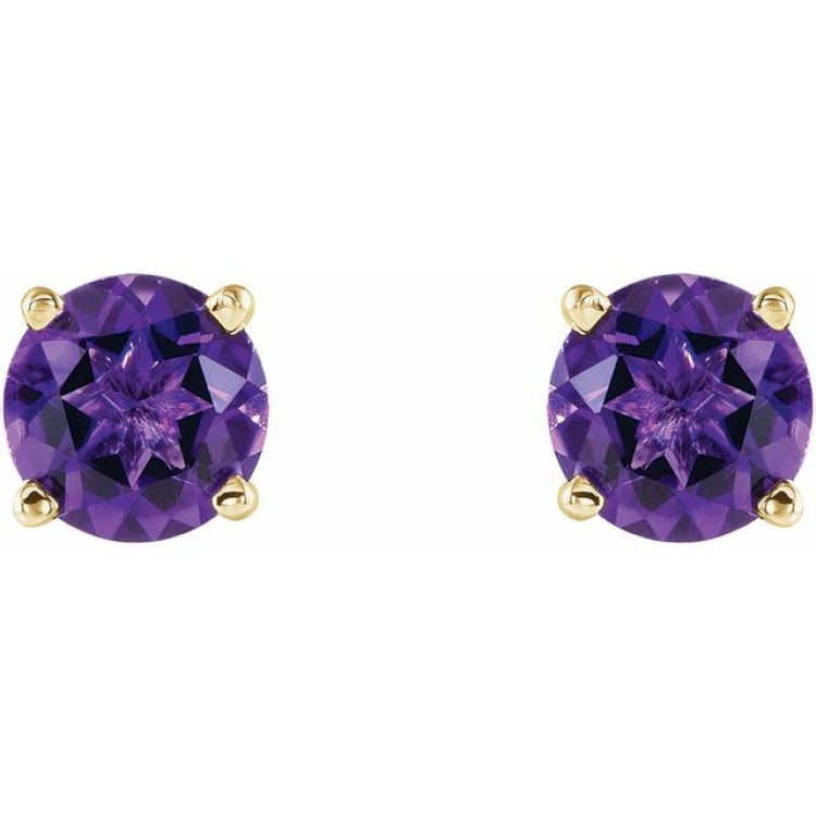 14K Yellow 5 mm Natural Amethyst Stud Earrings