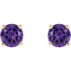 14K Yellow 5 mm Natural Amethyst Stud Earrings