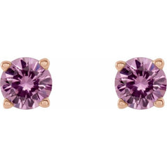 14K Rose 4 mm Natural Pink Sapphire Stud Earrings