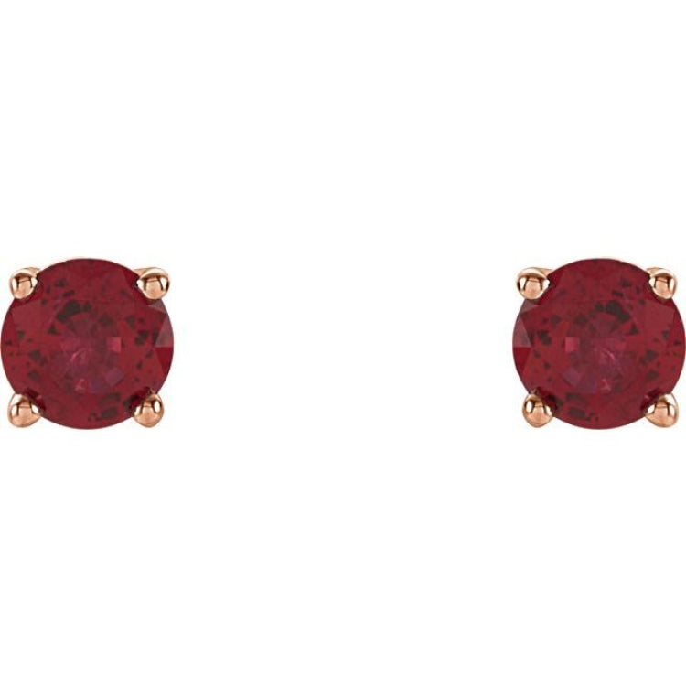 14K Rose 4 mm Natural Ruby Stud Earrings