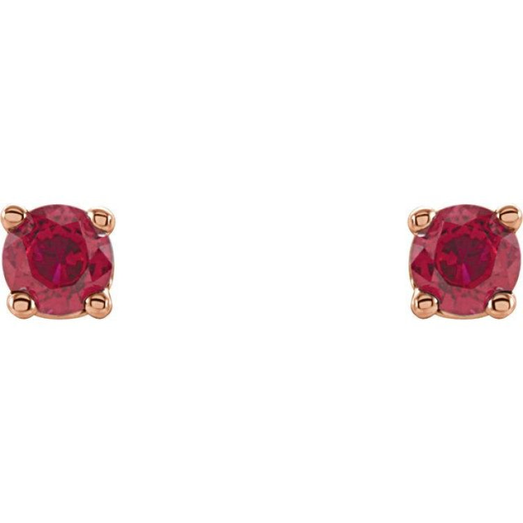 14K Rose 2.5 mm Natural Ruby Stud Earrings