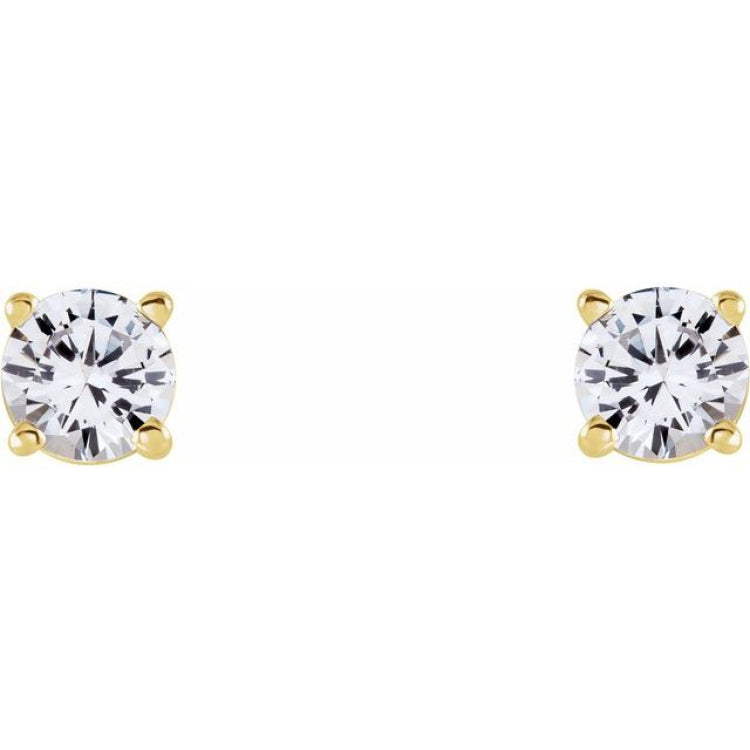 14K Yellow 4 mm Natural White Sapphire Stud Earrings