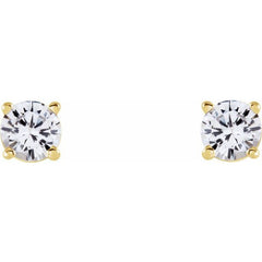 14K Yellow 4 mm Natural White Sapphire Stud Earrings