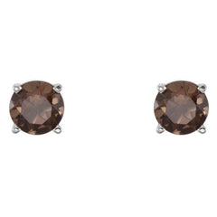 14K White 5 mm Natural Smoky Quartz Stud Earrings