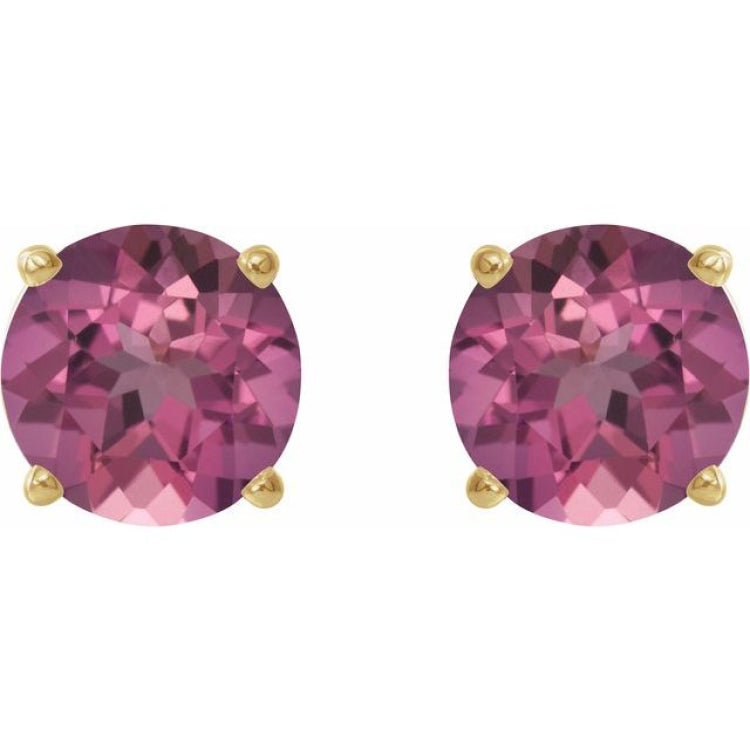 14K Yellow 5 mm Natural Pink Tourmaline Stud Earrings