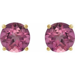 14K Yellow 5 mm Natural Pink Tourmaline Stud Earrings