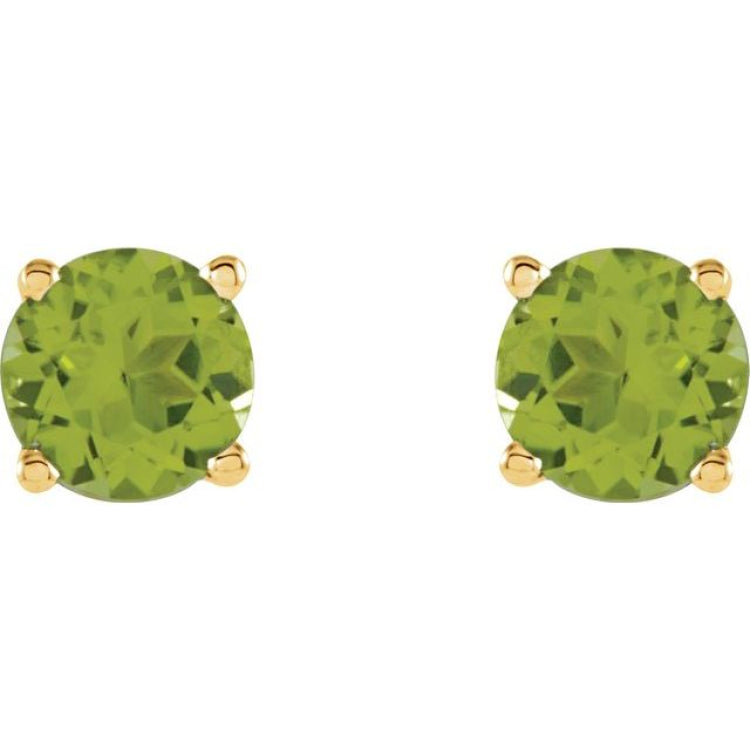 14K Yellow 5 mm Natural Peridot Stud Earrings
