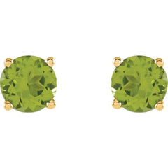 14K Yellow 5 mm Natural Peridot Stud Earrings