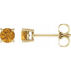 14K Yellow 4 mm Natural Citrine Stud Earrings