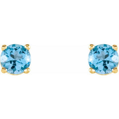 14K Yellow 4 mm Natural Sky Blue Topaz Stud Earrings