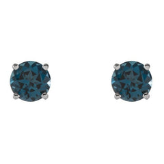 14K White Gold 5 mm Natural London Blue Topaz Earrings