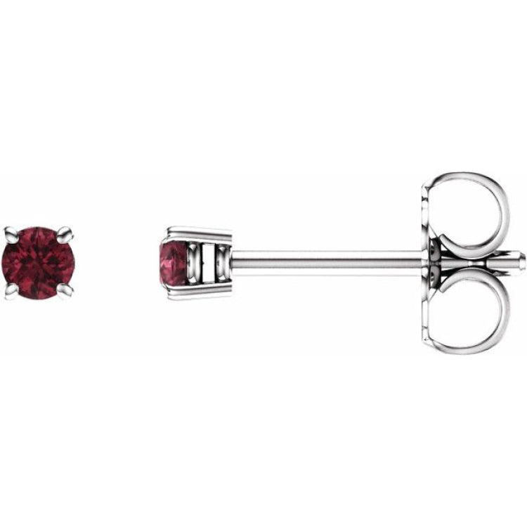 14K White 2.5 mm Natural Mozambique Garnet Stud Earrings