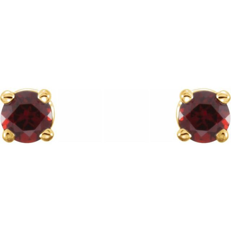 14K Yellow 2.5 mm Natural Mozambique Garnet Stud Earrings