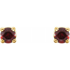 14K Yellow 2.5 mm Natural Mozambique Garnet Stud Earrings