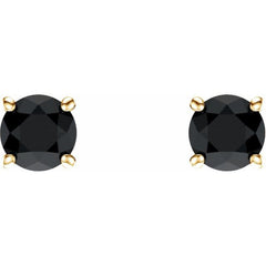 14K Yellow 5 mm Natural Black Onyx Stud Earrings