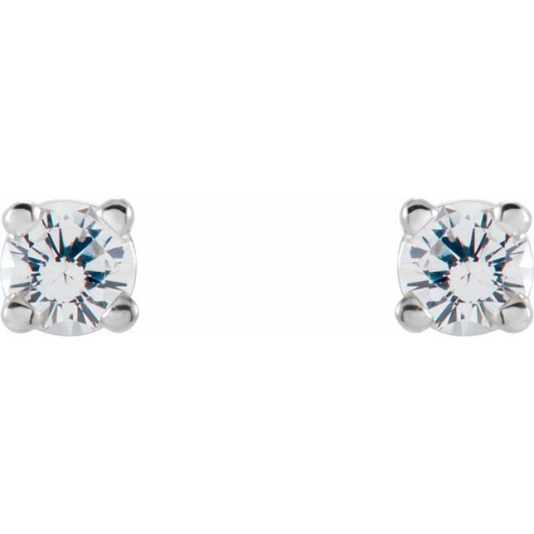 14K White 2.5 mm Natural White Sapphire Stud Earrings