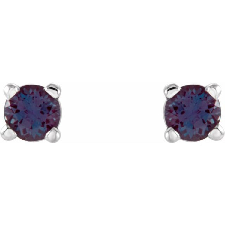 14K White 2.5 mm Lab-Grown Alexandrite Stud Earrings