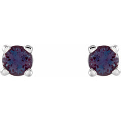 14K White 2.5 mm Lab-Grown Alexandrite Stud Earrings