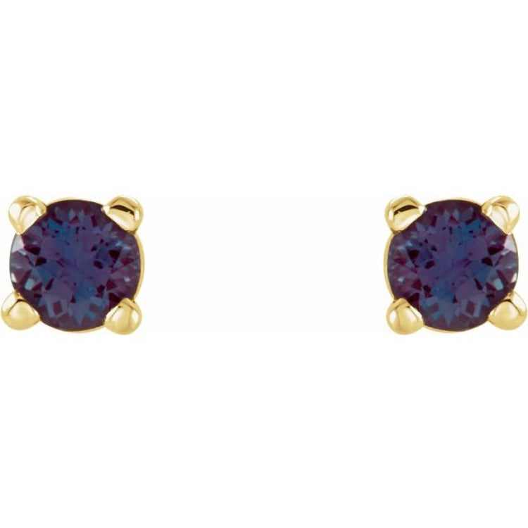14K Yellow 2.5 mm Lab-Grown Alexandrite Stud Earrings