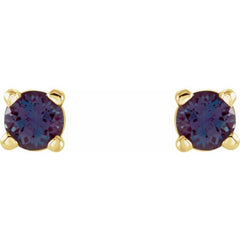 14K Yellow 2.5 mm Lab-Grown Alexandrite Stud Earrings