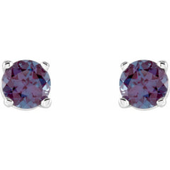14K White 4 mm Lab-Grown Alexandrite Stud Earrings