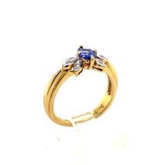 18k Yellow Gold Tanzanite Diamond Ring Size 6.5