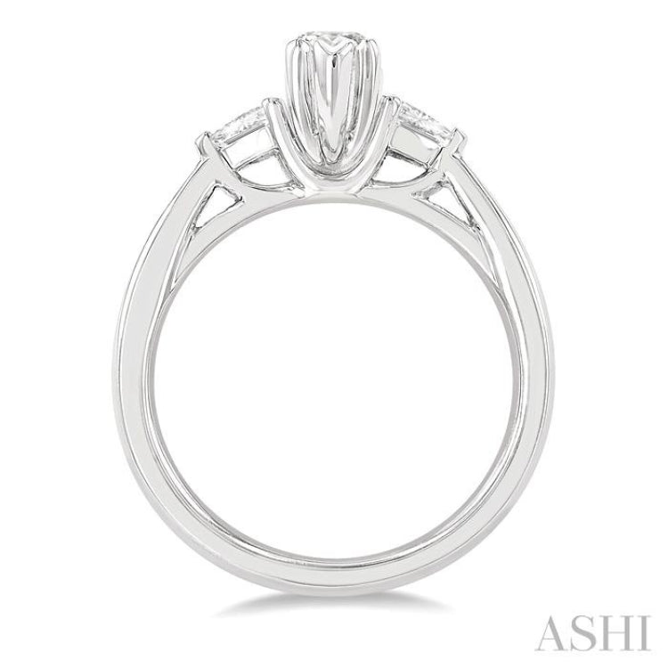 3/4 Ctw Tri-Mount Diamond Engagement Ring With 1/2 Ctw Marquise Cut Center Stone in 14K White Gold