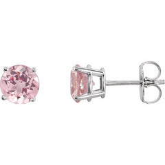 14K White 5 mm Natural Pink Morganite Stud Earrings