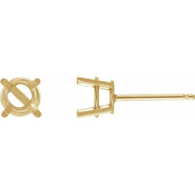 14K Yellow Gold 3 mm Natural Gray Spinel Earrings