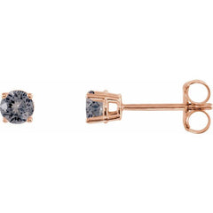 14K Rose 3 mm Natural Gray Spinel Stud Earrings