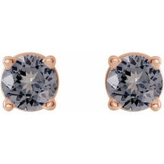 14K Rose 3 mm Natural Gray Spinel Stud Earrings