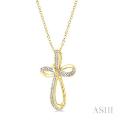 1/50 Ctw Infinity Cross Round Cut Diamond Pendant With Chain in Yellow Gold Vermeil